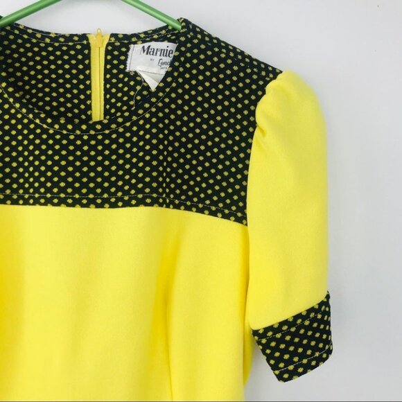 Marnie By London Yellow Polka dot Short Sleeve vintage Western Boho Flare Dress - Picture 15 of 16